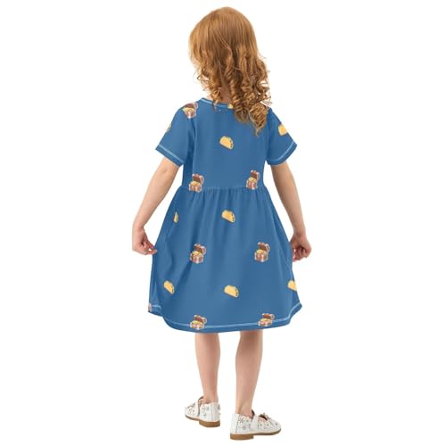 Girls' Short Sleeve Dresses Taco Treasure Chest Blue Toddler Casual Sundress 23020553