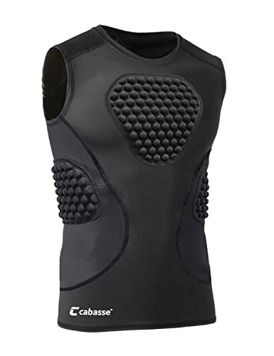 Cabasse Youth Padded Protective Shirt, Chest Rib Protector Heart Guard Sternum Shirt for Football Paintball Baseball (Black, Large)