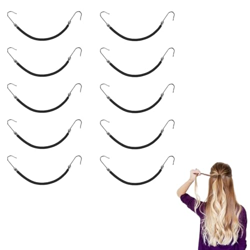 Ganchos de Cola de Caballo,Ganchos Elásticos para Atar el Pelo,Ganchos Abiertos para Cola de Caballo,Caucho Liso Lazos del Pelo Pelo con Ganchos,Negro de Pelo Soporte de Cola de Caballo con Ganchos