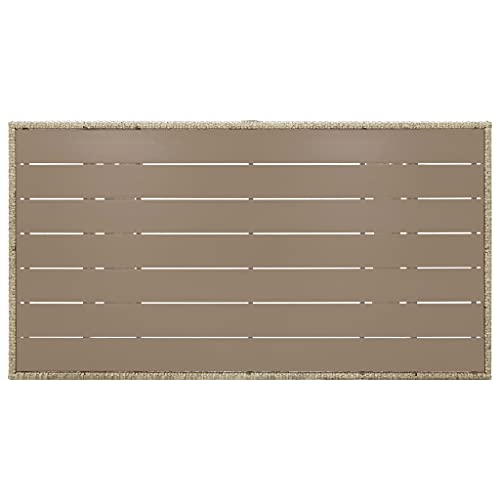 Table de jardin en polyrotin gris 120x70x66cm table à manger extérieur acier terrasse
