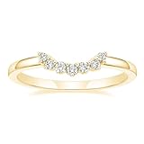 Mameloly Wedding Bands for Women Round Cut 14K Gold Plated CZ Cubic Zirconia Curved Stackable Engagement Rings for Her Size 8