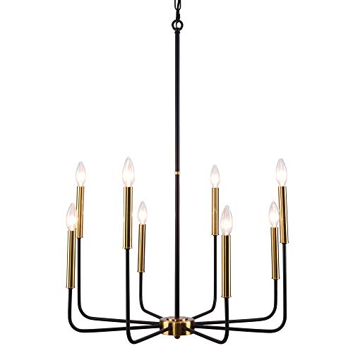Papaya 8-Light Farmhouse Chandeliers Classic Candle Ceiling Hanging Light Fixture Lighting Bronze For Foyer,Living Room,Kitchen Island,Dining Room,Bedroom #TOP2