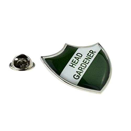 HEAD GARDENER Green Retro School Shield Pin Badge
