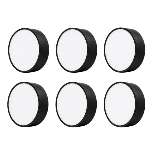 Image of COPPER STONE 12W Surface Mounted LED Round Panel Light | Natural White (4000K) | Black Polycarbonate Body | Energy Efficient Direct Ceiling Light for Wooden, Concrete & RCC Ceiling | Pack of 6
