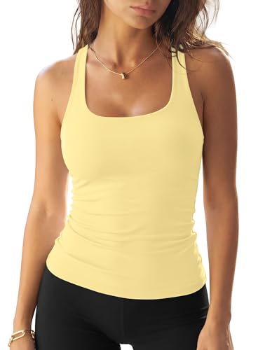 Darong Women Slim Fit Double Lined Tank Top 9226 Light Yellow M