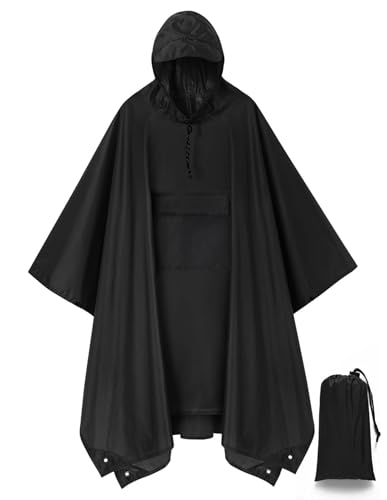 Image of salamra Hooded Rain Poncho Waterproof Raincoat Jacket for Men /Women /Adults with Pocket