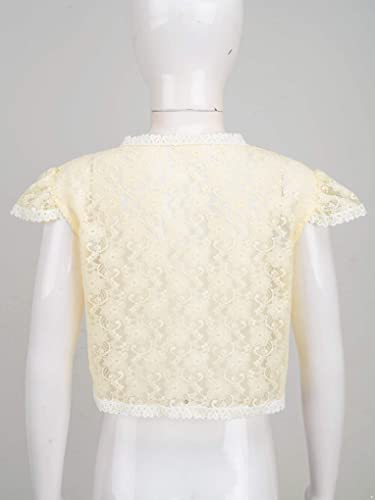 JanJean Kids Girls Short Sleeve Floral Lace Hollow Shrug Cardigan Tie Up Open Front Bolero Cardigan Lightweight Cover-Up4