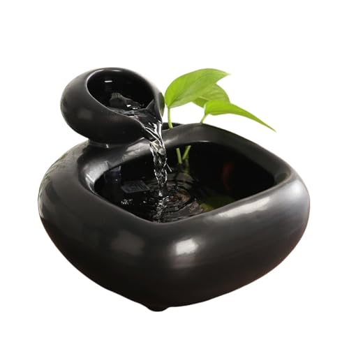 Diexgiy セラミック水水槽自動水循環デスクトップオフィス装飾コーヒーテーブル噴水水景小さな装飾品 (黒い水の装飾品)