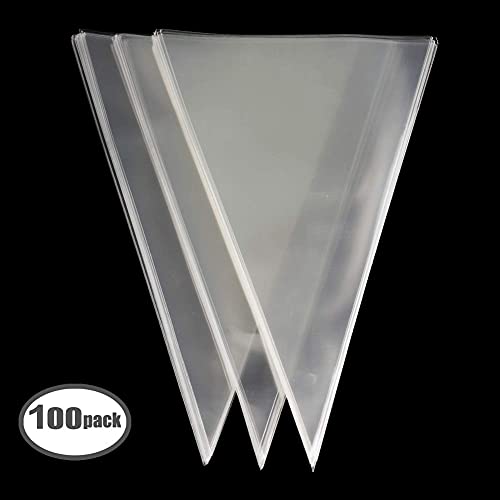 Coolake Clear Cone Bags 100Pcs Cellophane Triangle Clear Treat Bags With Gold Twist Ties For Christmas Candy Popcorn Handmade Cookies Sweets Crafts 11.8” By 6.3” #TOP3