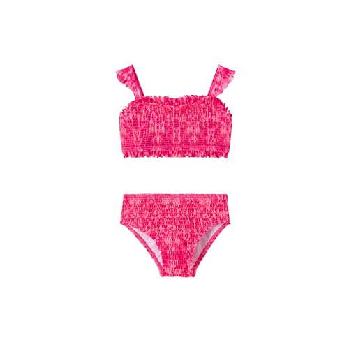 Image of LIZENS Girls Two Piece Swimwear Ruffle Swimsuit Ribbed Adjustable Strap Beach Bathing Suit for Kids 2-12 Years