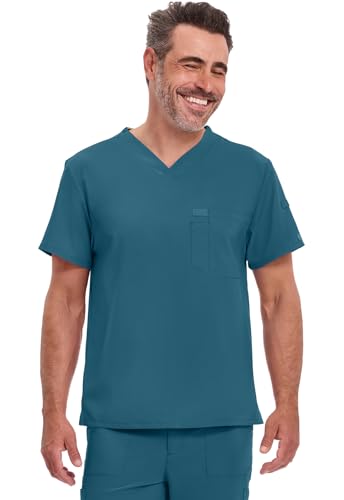 Image of Dickies EDS Essentials Scrubs for Men V-Neck 360 Stretch Medical Scrub Top | Relaxed Fit, 2 Pocket Design, 360 Stretch, Moisture Wicking Fabric, Durable Construction, Side Vents, Easy Care