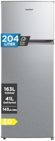 Comfee Fridge with Freezer, 204 L Fridge-Freezer, 143 cm Height, ...