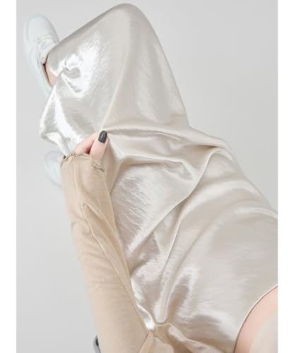 Womens Fashion Hip Skirt Satin Elegant Slim Fit Flowing Hem Casual Thin Elastic High Waist Long Fishtail Skirt4