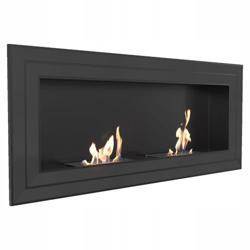 KRATKI Juliet 1500 - Chimenea de bioetanol para Interiores, con certificación TÜV, Acero y Cristal con Recubrimiento de Polvo, Hoguera Moderna de etanol, 150 x 65 cm