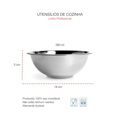 Genérico, Tigela Inox Pequena 380ml Buffet Cozinha Profissional 4un