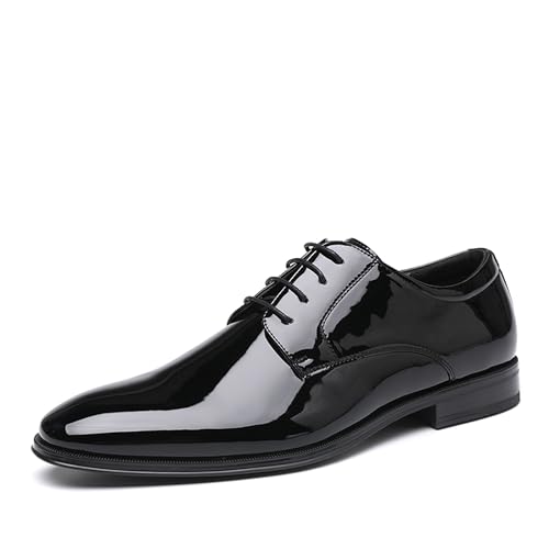 DECARSDZ Mens Classic Formal Oxford Lace-up Faux Patent Leather S...