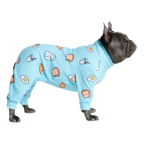 Spark Paws Dog Pajama, Ultra-Soft and 4-Way Stretch, Recovery-Suit PJ Onesie for Small, Medium and Large Breeds - Breakfast Blue - XL Cover