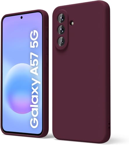 Image of DIZORO Microfiber Candy Case for Samsung A57 5G Smooth Touch Cushion Liquid Soft Silicone Gel Rubber Phone Cases Non-Slip Full Body Protective Shockproof Back Cover -Wine