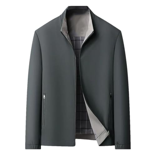 Disimlarl Men Spring Stand Collar Business Jackets Solid Casual Coat Formal Jacket Zipper Overcoat