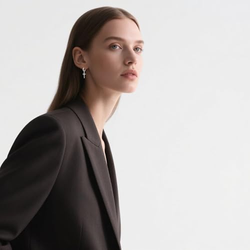 SLUYNZ 925 Sterling Silver Cross Hoop Earrings for Women Teens Cross Huggie Hoop Earrings Dangle2