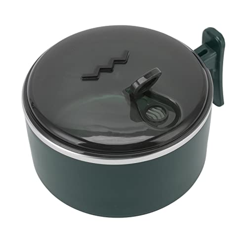 WPKD BLUEIY Ciotola isolata in acciaio inox 304 con coperchi, design cava, doppio strato, isolamento termico, tazza per ramen, per cucina, verde nerastro, 600 ml