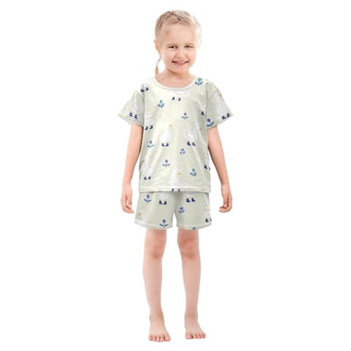 Pajama Short Sets Ducks Cute Soft Cotton Summer Sleepwear 2 Piece PJS Size 5-14T4