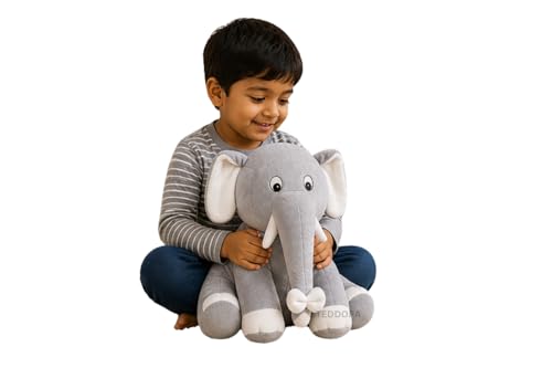 Image of Appu Ele Soft Toy for Girls Boys Kids, Grey, Elephant Animal Plush Stuffed Baby Teddy Gift Birthday, 25 cm