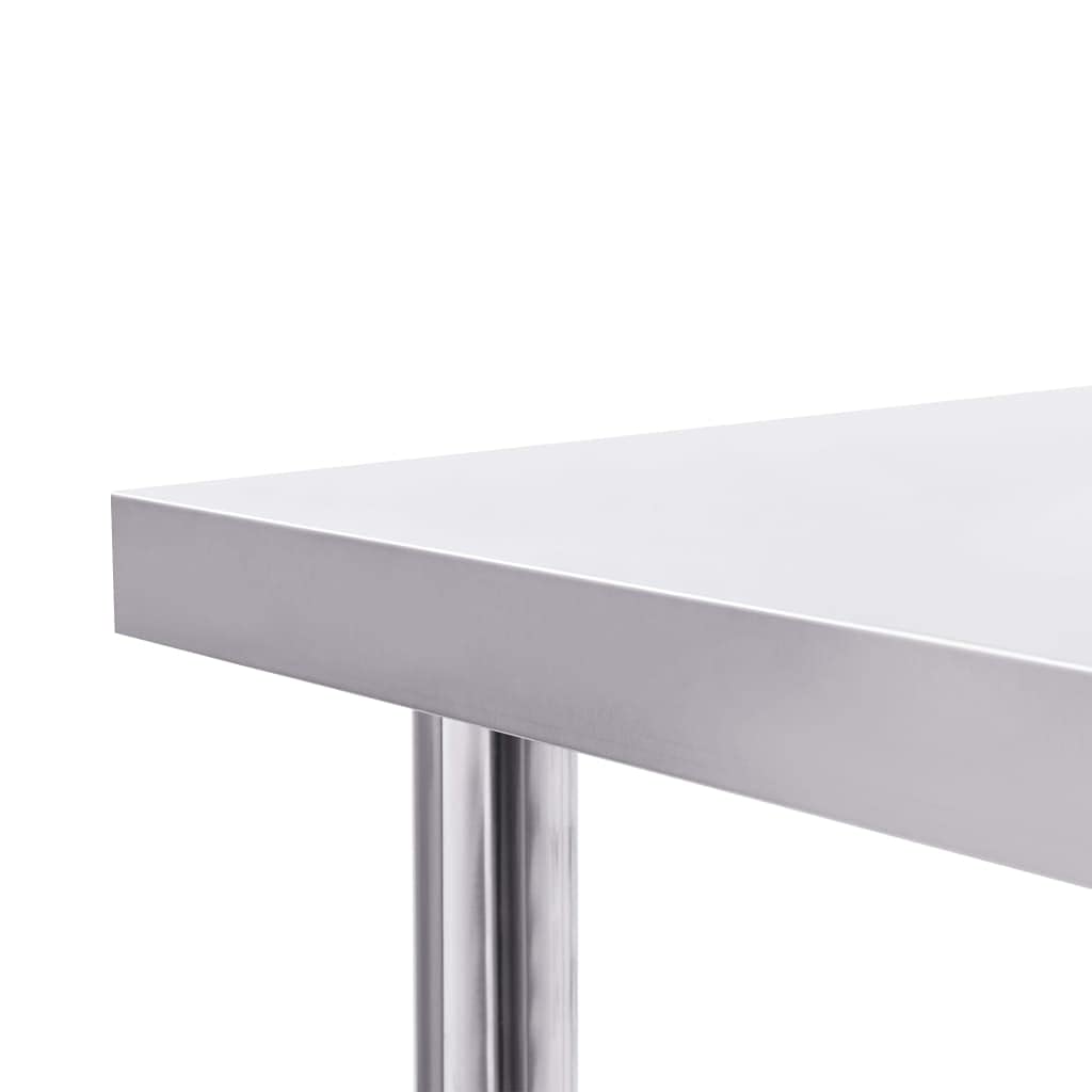 Tavolo da lavoro da cucina 80 x 60 x 85 cm in acciaio inox con piedini regolabili, durevole e facile da pulire, ideale per ristoranti, caffetterie, mense e cucine commerciali