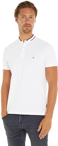Tommy Hilfiger Herren Poloshirt Kurzarm Mao Tipped Slim Fit, Weiß (White), L