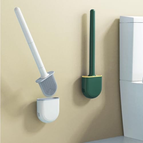 Image of Silicone Toilet Brush 2 Pieces,RV Toilet Brush ,Flexible Brush Head Clean Gaps,Detachable Handle Wall Mounted RV Supplies ,Suitable for RV, Camping Vehicles, and Household Bathroom Cleaning Supplies