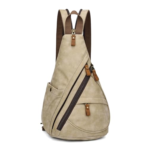Image of KL928 PU Leather Sling Bag - Small Crossbody Backpack Shoulder Casual Daypack Rucksack for Men Women