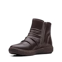 Clarks Women's Caroline Orchid Ankle Boot, Dark Brown Leather, 7