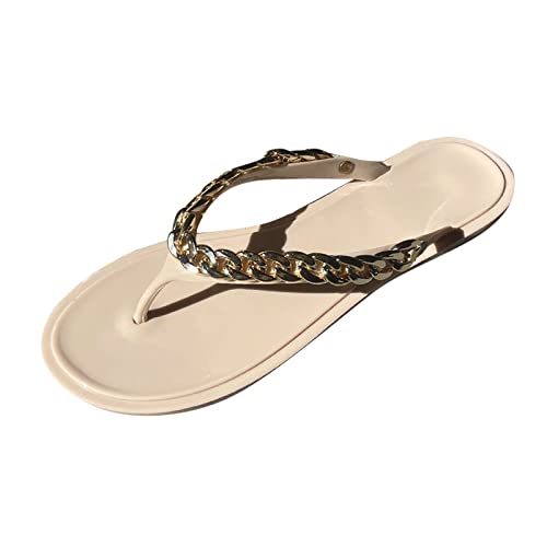 Tongs plates pour femme à chaîne brillante et semelle ultra confort