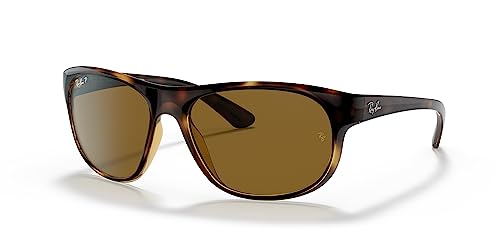 Ray-Ban Rb4351 Rectangular Sunglasses, Havana/Dark Brown Polarized, 59 mm