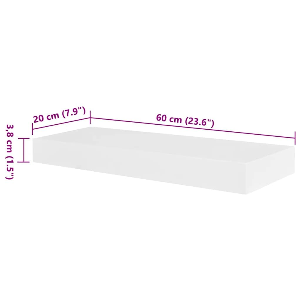 Juego de 2 estantes de pared blancos, estantes flotantes de MDF con acabado mate, 60 x 20 x 3,8 cm, moderno juego de tablero de pared para salón, dormitorio y pasillo, incluye material de