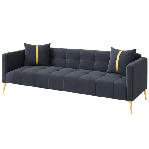 Image of Furny Styling 3 Seater Fabric Sofa Set (Dark Grey) | Soft Velvet Fabric | Modern Design | Comfortable Seating | Living Room Furniture