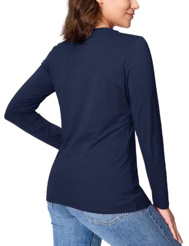 Image of YUCOLEN Long Sleeve Shirts for Women Cotton Crew Neck Casual Tops Fall