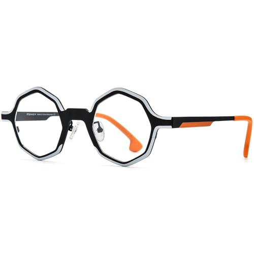 Image of FONEX Colorful Pure Titanium Glasses Frame Women Retro Round Eyeglasses