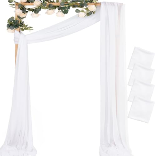 MLMC White Wedding Arch Draping Fabric 4 Panels...