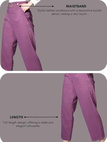 Image of Leriya Fashion Women's Ankle Fit High Rise Trousers High-Waisted Pant| Korean Trousers
