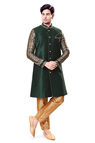 Tathastu Mens Sherwani Kurta Pyjama Set-5243C-36-Green