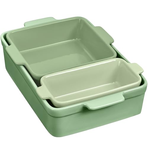 Best Choice Products 3-Piece Ceramic Bakeware Set, Stoneware Baking Dishes,