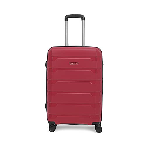 Image of Aristocrat Porto 65 Cms Medium Check-in Polypropylene Harsided 8 Spinner Wheels Soft Luggage /Suitcase /Trolley Bag - Maroon