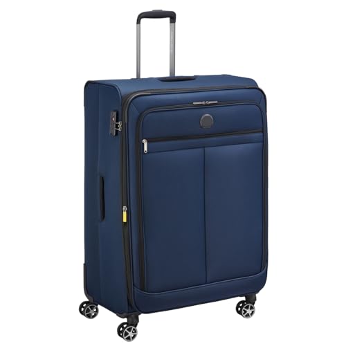 Image of DELSEY PARIS Priscilla 82 cms Large Check-in Polyester Soft Sided 8 Wheels and Expandable Spinner Suitcase /Trolley Bag for Travel with TSA Lock- Blue