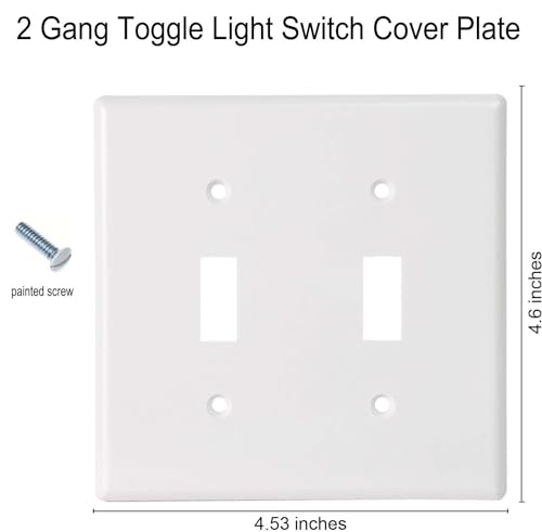 Image of Toggle Light Switch Wall Plates 2-Gang Switch Electrical Cover Plate Unbreakable Thermoplastic Faceplate, White (10 Pack)