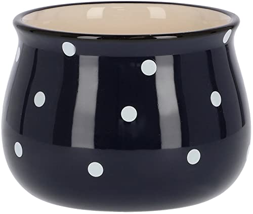 KOTARBAU® Maceta de cerámica 110 mm, Maceta de lunares blancos, Maceta azul, Maceta redonda de ceramica esmaltada, Macetero decorativo, Forma de un tazón, Maceta andaluza, Tiesto para flores y plantas