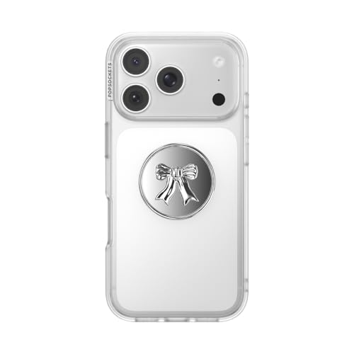 PopSockets Support adhésif argenté émail fileté Grace rétractable pour prise en main