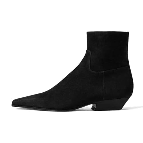 miss left Women's Square Closed Toe Low Chunky Heel Ankle Booties...