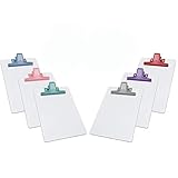 Acrimet White Clipboard Memo Size A5 (23 cm x 16 cm) Premium Metal Clip (Hardboard) (Assorted Color Clip) (6 Pack)