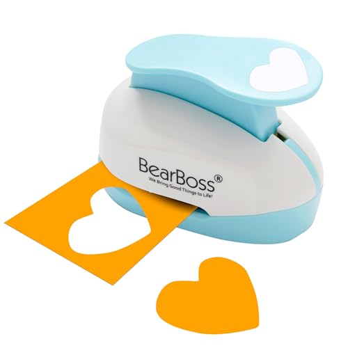 BearBoss Heart Paper Punch, Handmade Scrapbook Paper Puncher, Different Size of Scrapbooking Punches Crafting Designs for Office Supplies, Card Making, DIY Albums Photos, Classic White
